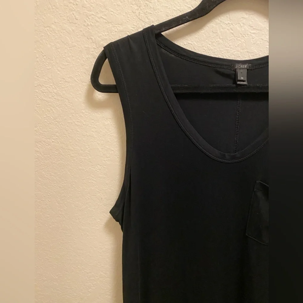 J. Crew Black Sleeveless Lightweight Midi Dress With Front Pocket Size Medium